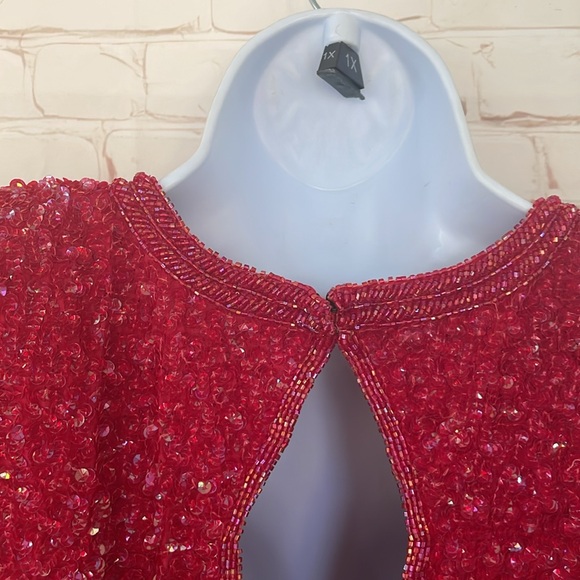 VGT 60’s SYLVIA ANN sequin cherry red dress size large - Picture 6 of 15